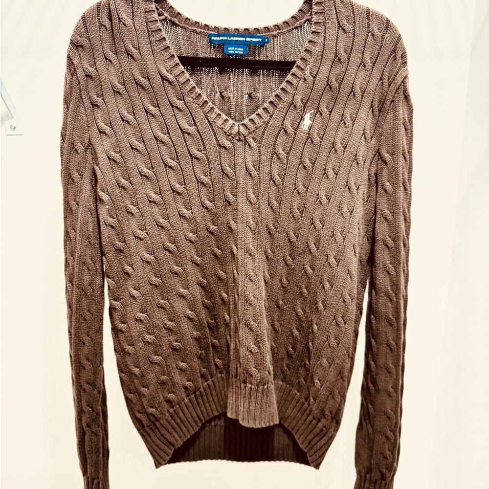 Polo by Ralph Lauren Men's Brown Cable Knit Sweater